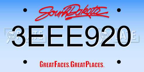 3EEE920 South Dakota License Plate