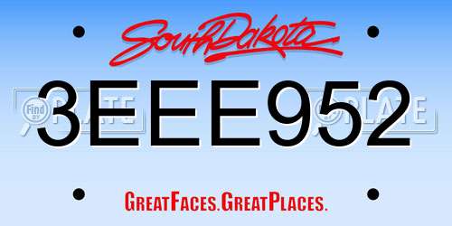 3EEE952 South Dakota License Plate