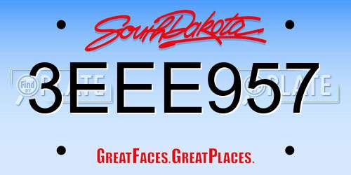 3EEE957 South Dakota License Plate