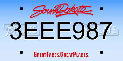 3EEE987 South Dakota License Plate