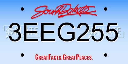 3EEG255 South Dakota License Plate