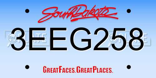 3EEG258 South Dakota License Plate