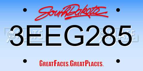 3EEG285 South Dakota License Plate