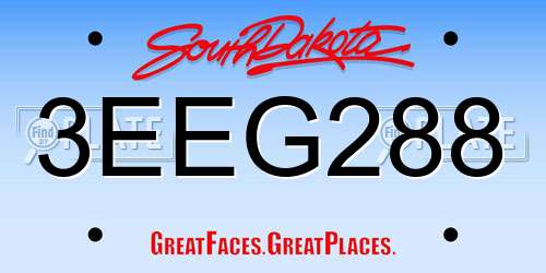 3EEG288 South Dakota License Plate