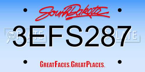 3EFS287 South Dakota License Plate