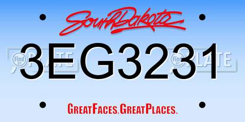 3EG3231 South Dakota License Plate