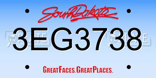 3EG3738 South Dakota License Plate