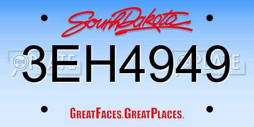 3EH4949 South Dakota License Plate