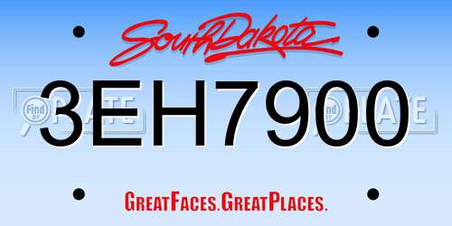 3EH7900 South Dakota License Plate
