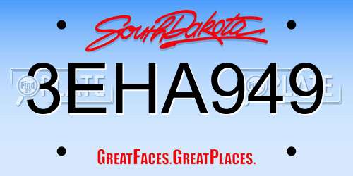 3EHA949 South Dakota License Plate