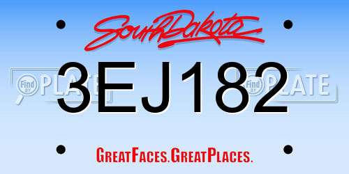 3EJ182 South Dakota License Plate