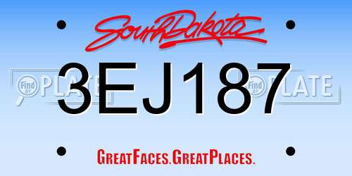 3EJ187 South Dakota License Plate