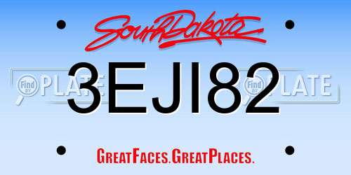 3EJI82 South Dakota License Plate
