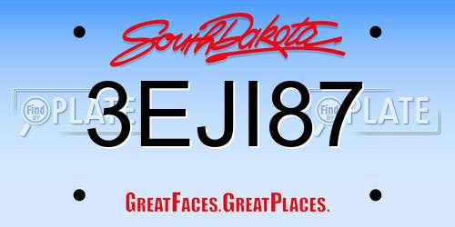 3EJI87 South Dakota License Plate
