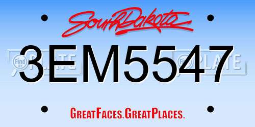 3EM5547 South Dakota License Plate