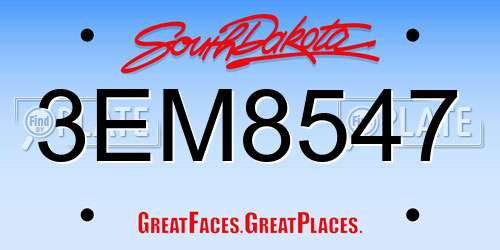 3EM8547 South Dakota License Plate