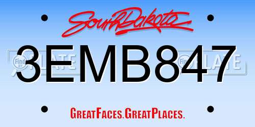 3EMB847 South Dakota License Plate