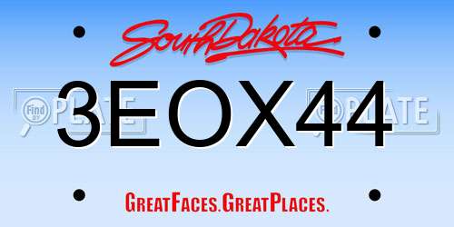 3EOX44 South Dakota License Plate