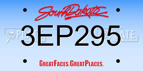 3EP295 South Dakota License Plate
