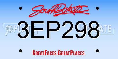 3EP298 South Dakota License Plate
