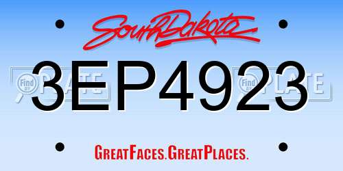 3EP4923 South Dakota License Plate
