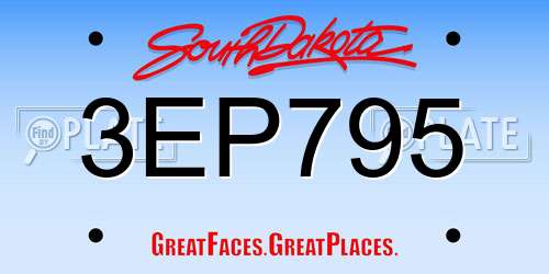 3EP795 South Dakota License Plate