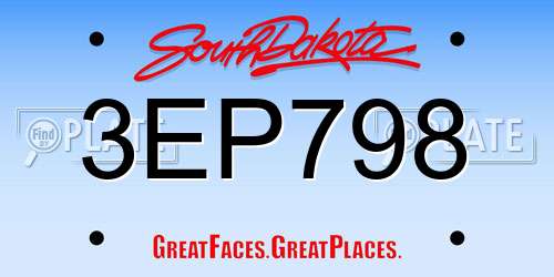 3EP798 South Dakota License Plate