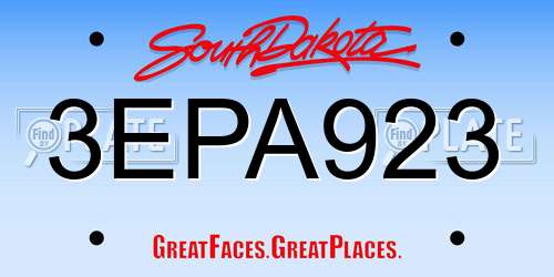 3EPA923 South Dakota License Plate
