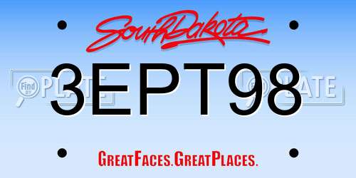 3EPT98 South Dakota License Plate