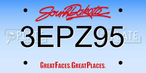 3EPZ95 South Dakota License Plate