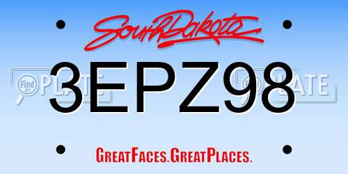 3EPZ98 South Dakota License Plate