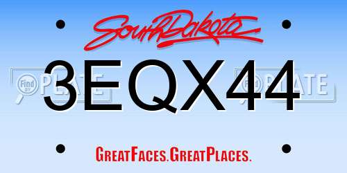 3EQX44 South Dakota License Plate