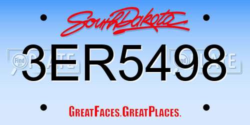 3ER5498 South Dakota License Plate