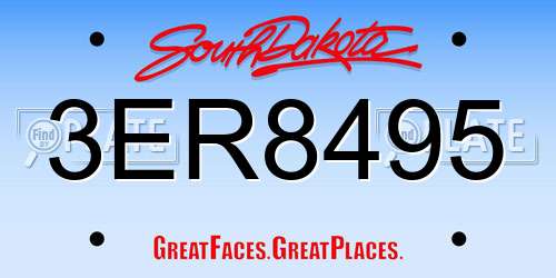 3ER8495 South Dakota License Plate
