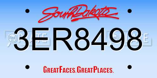 3ER8498 South Dakota License Plate