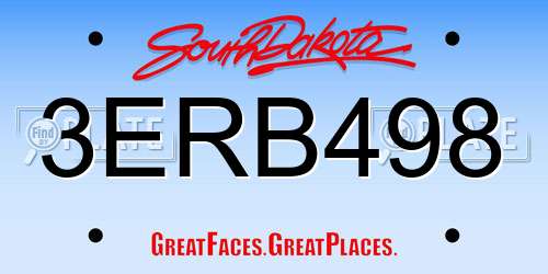 3ERB498 South Dakota License Plate