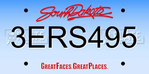 3ERS495 South Dakota License Plate