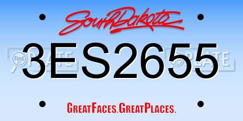 3ES2655 South Dakota License Plate