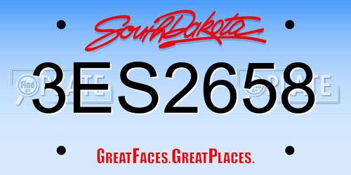 3ES2658 South Dakota License Plate