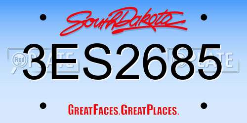 3ES2685 South Dakota License Plate