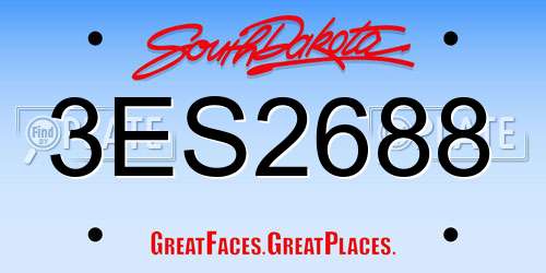 3ES2688 South Dakota License Plate
