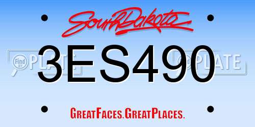 3ES490 South Dakota License Plate