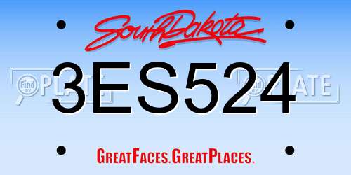 3ES524 South Dakota License Plate