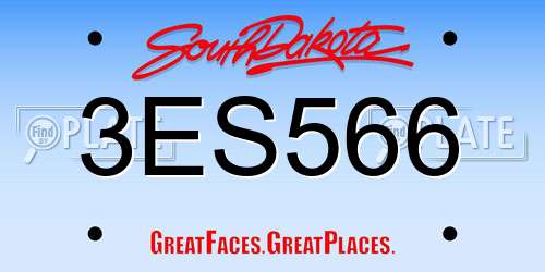 3ES566 South Dakota License Plate