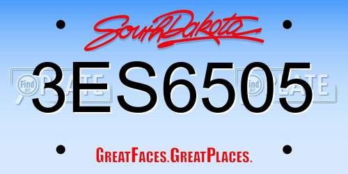 3ES6505 South Dakota License Plate