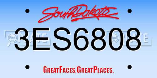 3ES6808 South Dakota License Plate
