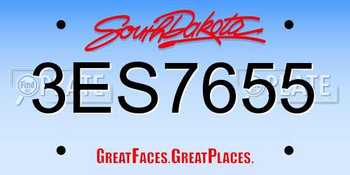 3ES7655 South Dakota License Plate