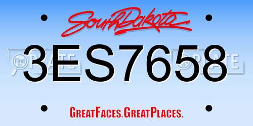 3ES7658 South Dakota License Plate