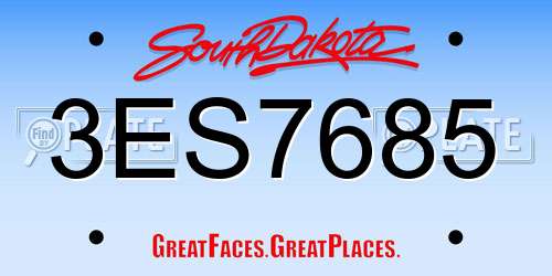 3ES7685 South Dakota License Plate