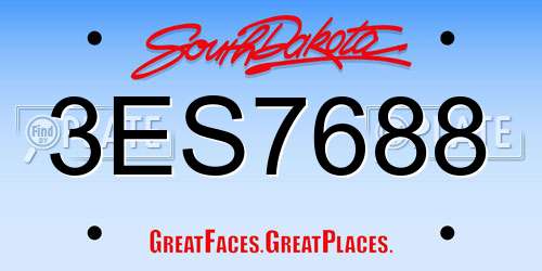 3ES7688 South Dakota License Plate